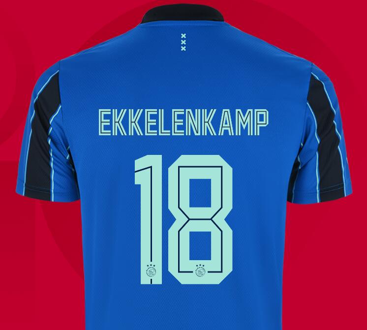 2021/22 Ajax Away Kit Soccer Jersey with Ekkelenkamp 18 printing